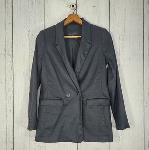 Banana Republic Black Linen Blend Double Breasted Blazer